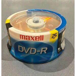 Maxell DVD-R 25 Pack Recordable Discs 4.7gb 8x120 Min Spindle NEW Sealed